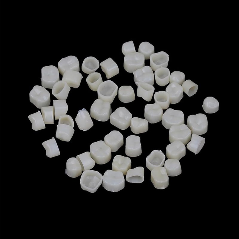 Ceonam 120 قطعة غطاء سن مزيف تاج قشرة أمامية وخلفية وأسنانه ضواحك خلفية مع حبيبات حرارية لملء الغطاء للتعليم أو DIY (50 قطعة أمامية و70 قطعة خلفية) - Image 4